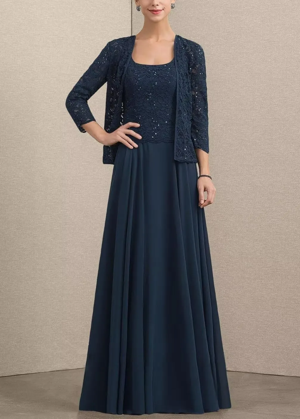 2 Pieces Mother of The Bride Dresses for Women with Jacket Long Chiffon Grandmother of The Groom Dress for Wedding 2024