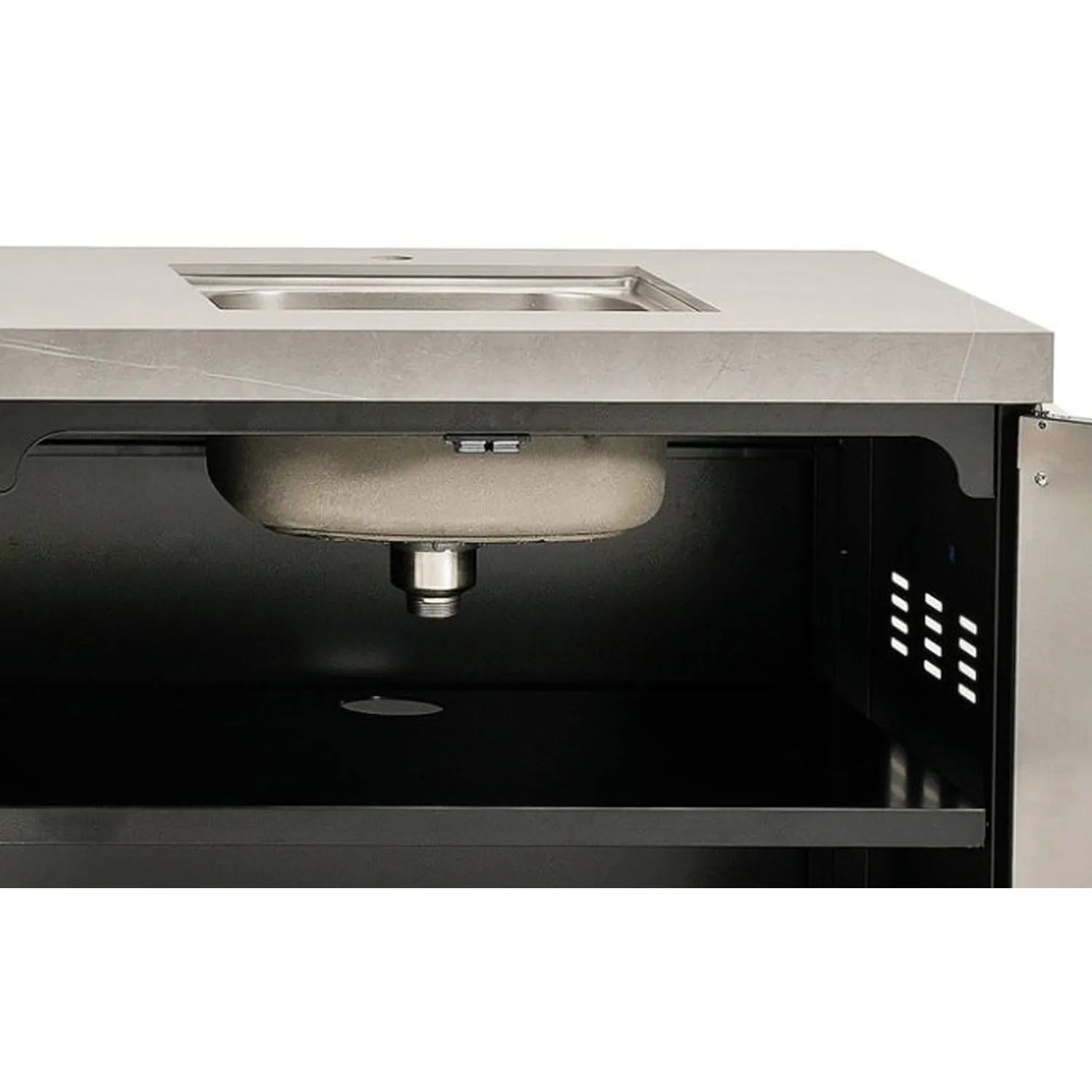 4B-S Series Outdoor Kitchen Double Side Cabinet, Double Fridge with Under-bench Sink