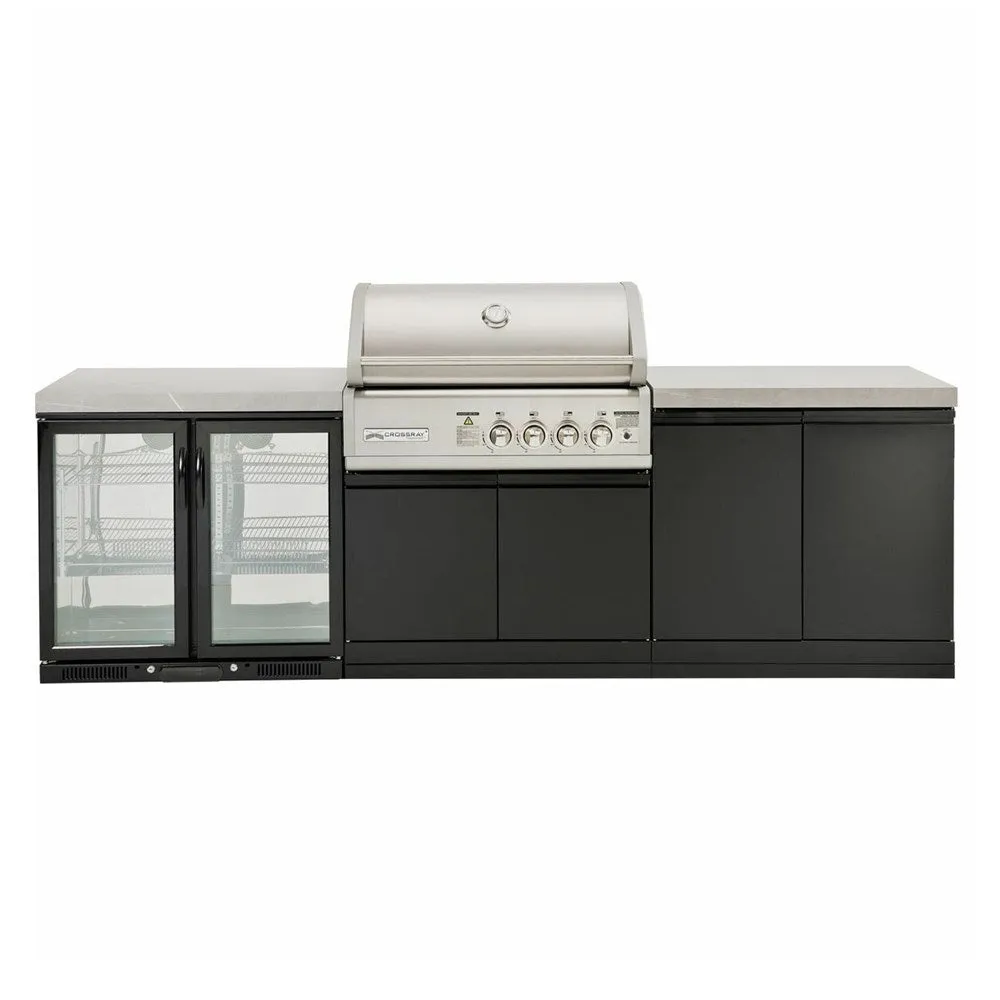 4B-S Series Outdoor Kitchen Double Side Cabinet, Double Fridge w/out Sink