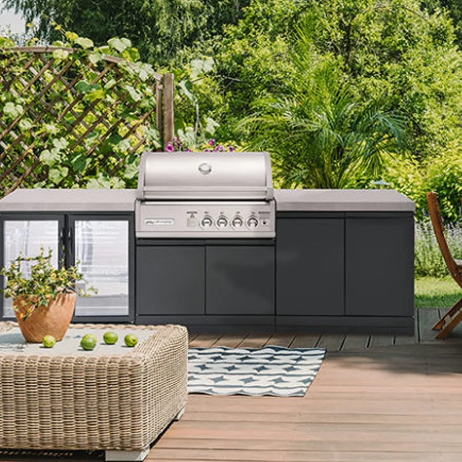 4B-S Series Outdoor Kitchen Double Side Cabinet, Double Fridge w/out Sink