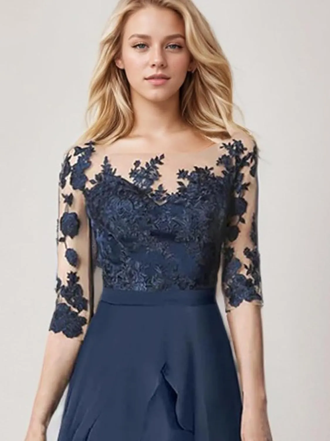 A Line Elegant Evening Dress Wedding Guest Dress High Low Off Shoulder Half Sleeve Ankle Length Appliques 2025