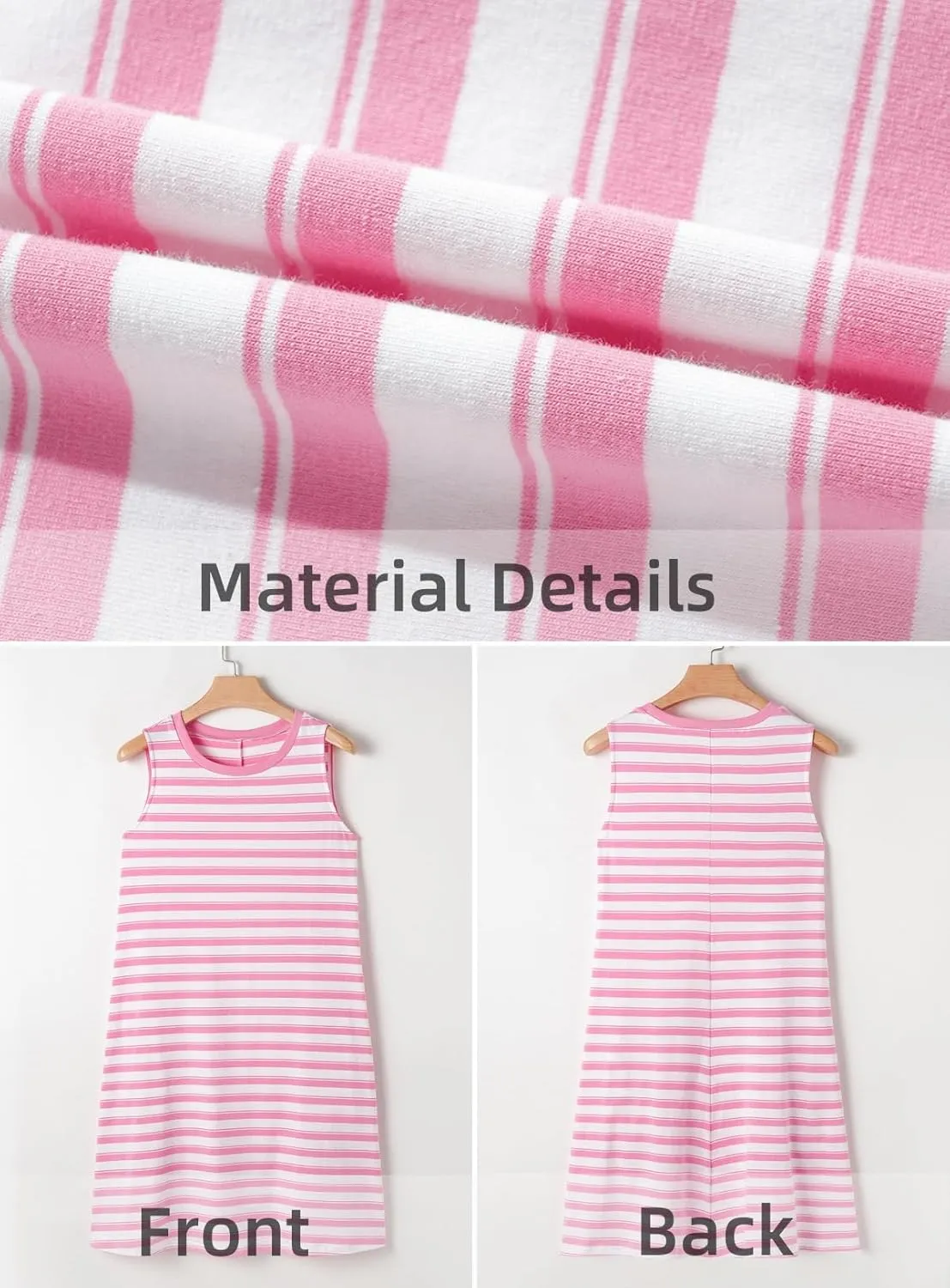 AlvaQ Women Summer Dress 2025 Striped Print Sleeveless Tank Dress Casual Loose Beach Sundress with Pockets