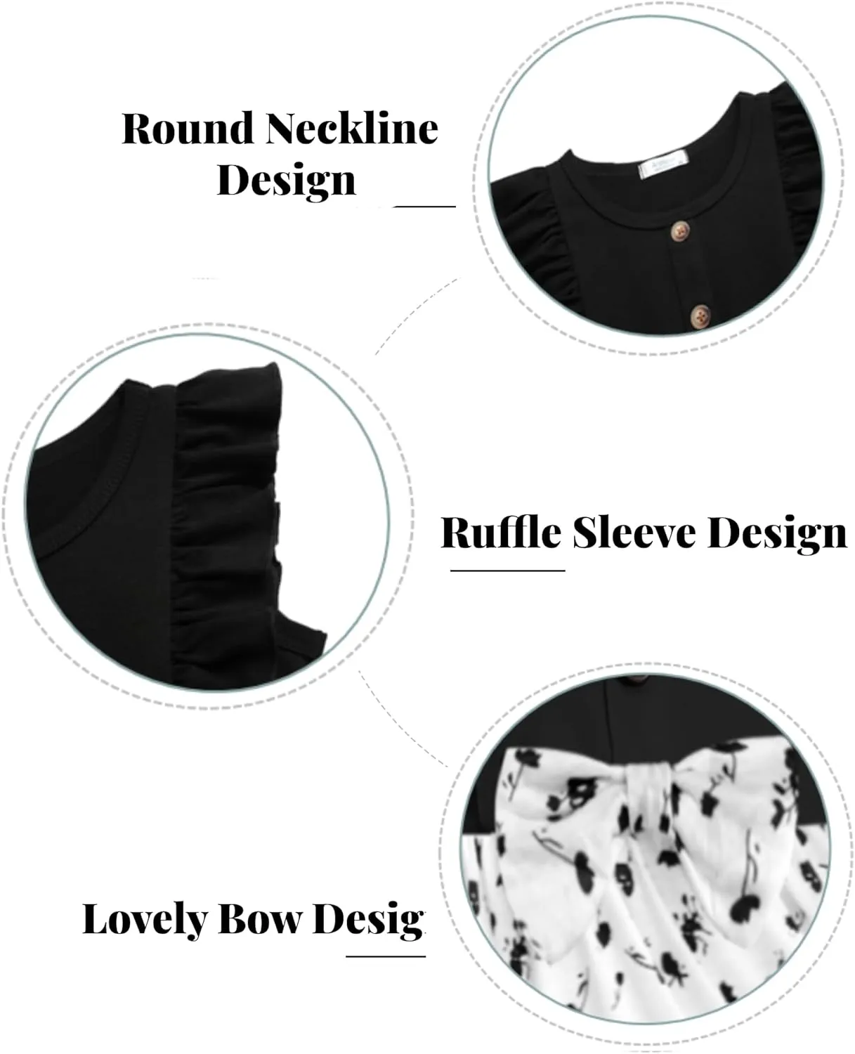 Arshiner Toddler Dress Girls Ruffle Sleeve Summer Dresses Cute Bow Tie Botton Down Party Sundress for 2-7 Years