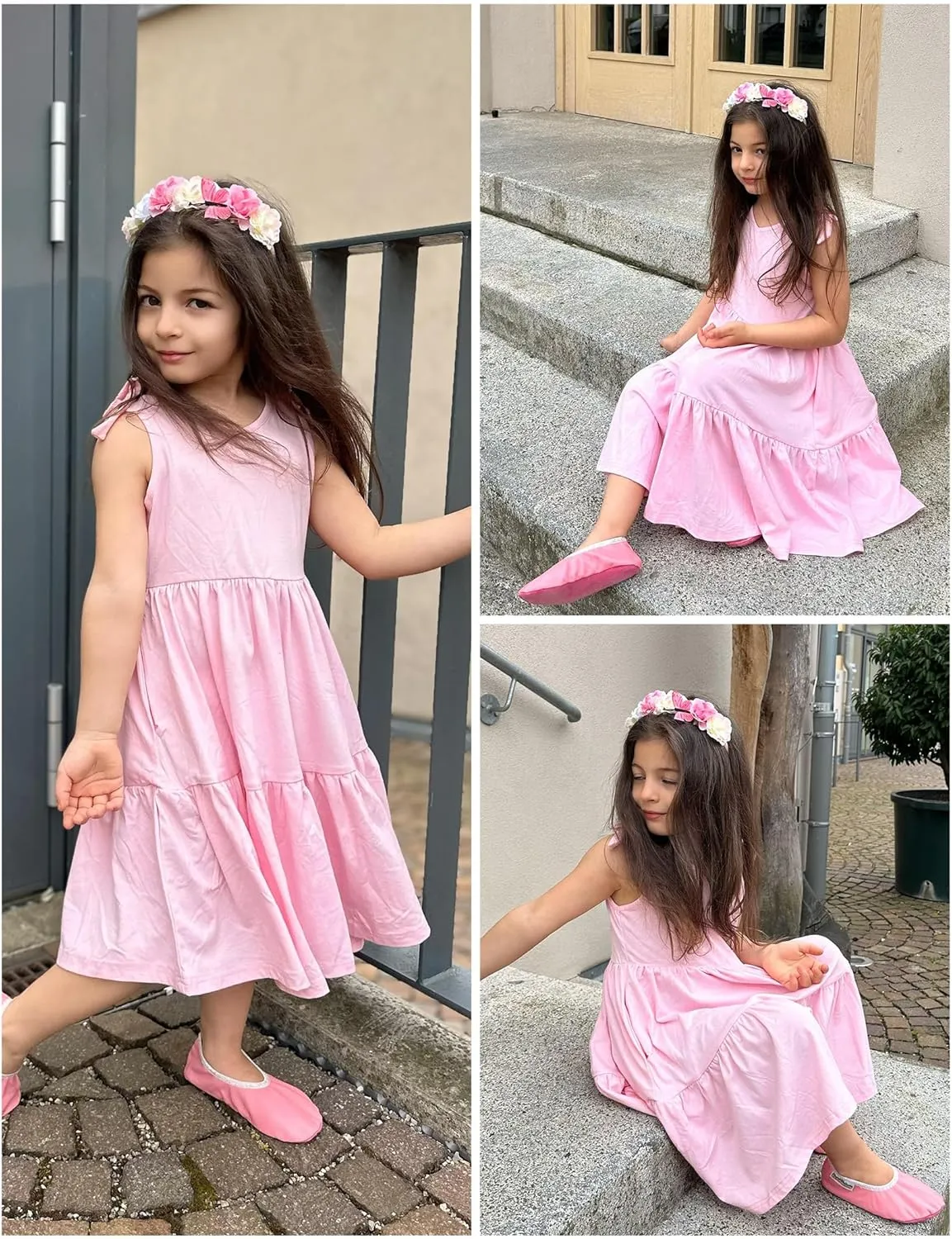 Arshiner Toddler Girl Summer Dress Little Girls Casual Beach Party Bowknot Sling Sundress with Pocket 1-7t