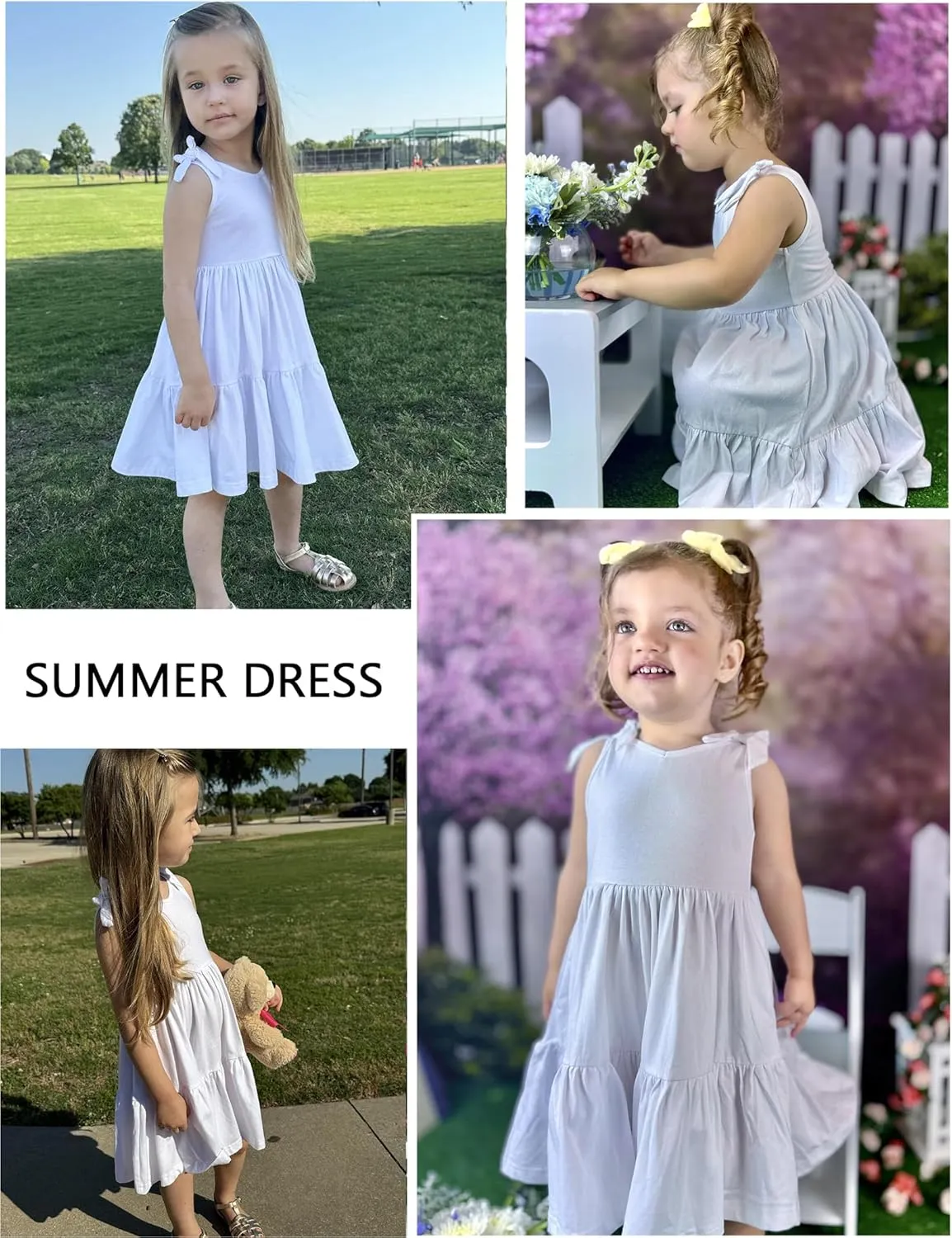Arshiner Toddler Girl Summer Dress Little Girls Casual Beach Party Bowknot Sling Sundress with Pocket 1-7t