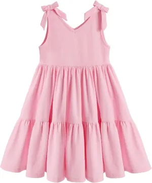 Arshiner Toddler Girl Summer Dress Little Girls Casual Beach Party Bowknot Sling Sundress with Pocket 1-7t