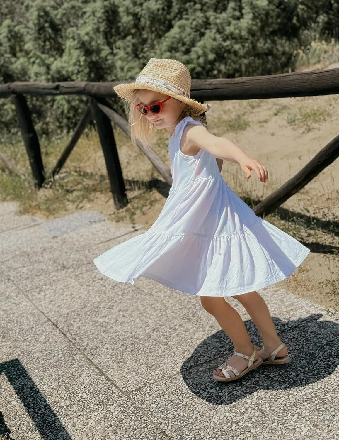 Arshiner Toddler Girl Summer Dress Little Girls Casual Beach Party Bowknot Sling Sundress with Pocket 1-7t