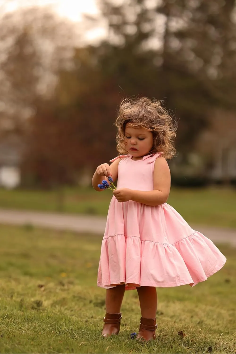 Arshiner Toddler Girl Summer Dress Little Girls Casual Beach Party Bowknot Sling Sundress with Pocket 1-7t
