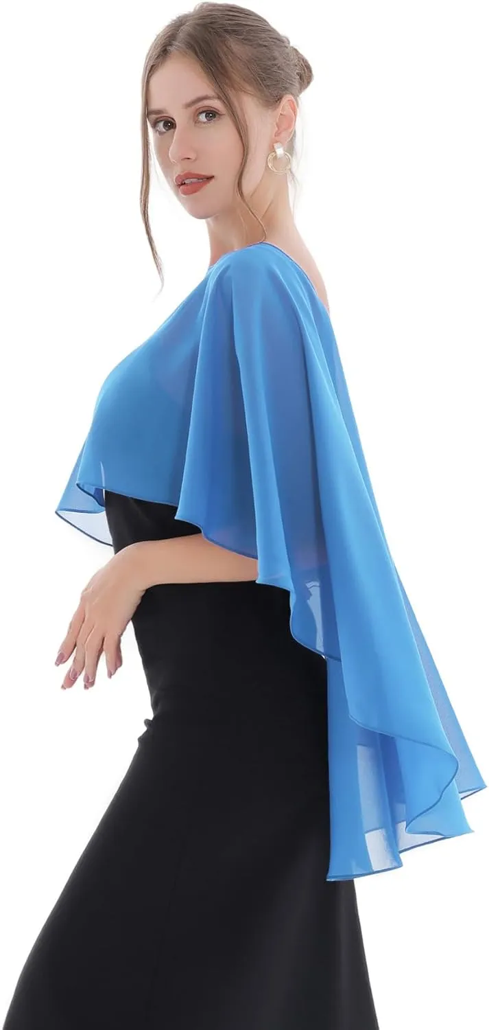 Baoqiya Women's Capelet Shawls and Wraps for Evening Dresses Soft Bridesmaid Shawl Chiffon Cape Wedding Cover Up