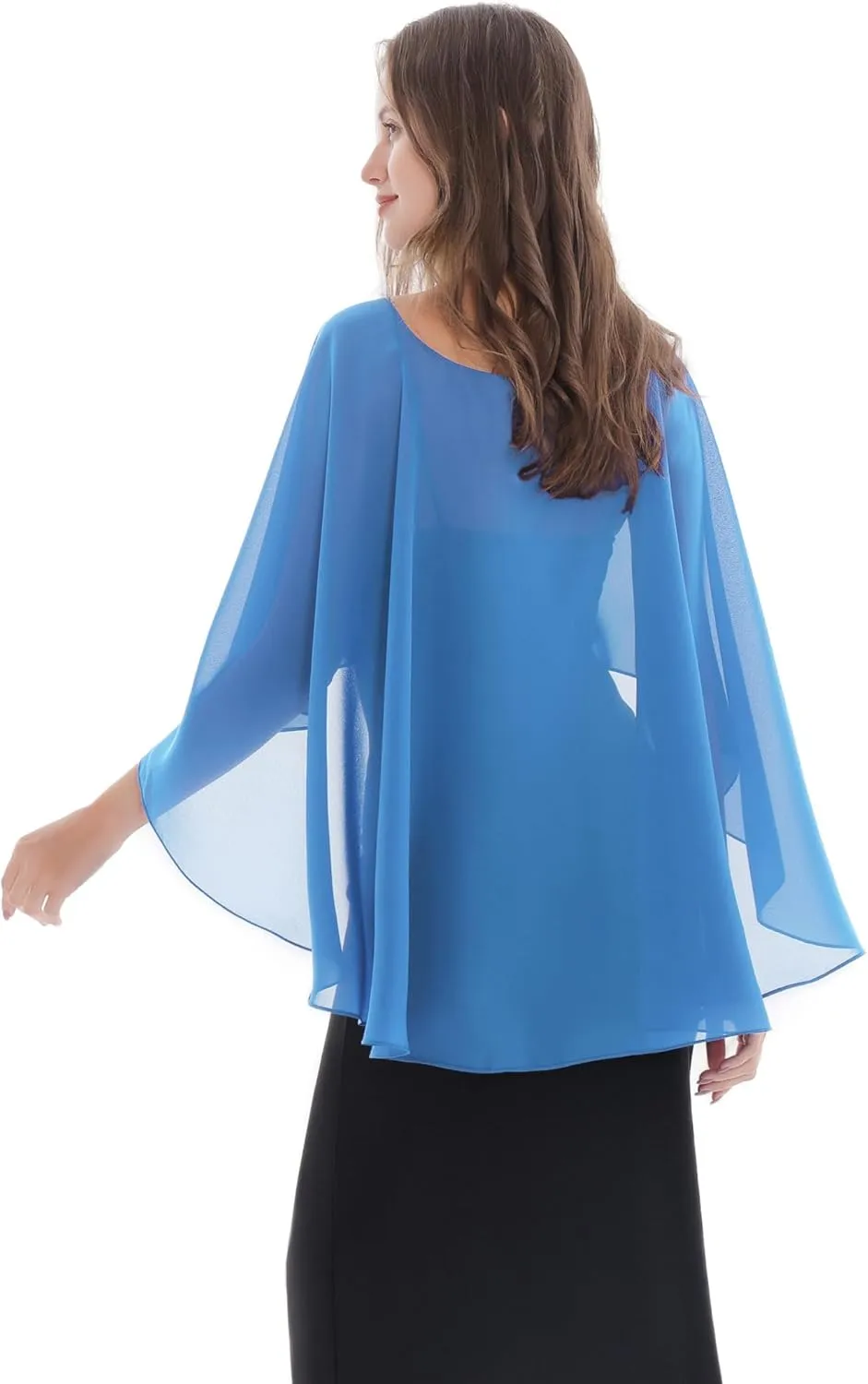 Baoqiya Women's Capelet Shawls and Wraps for Evening Dresses Soft Bridesmaid Shawl Chiffon Cape Wedding Cover Up