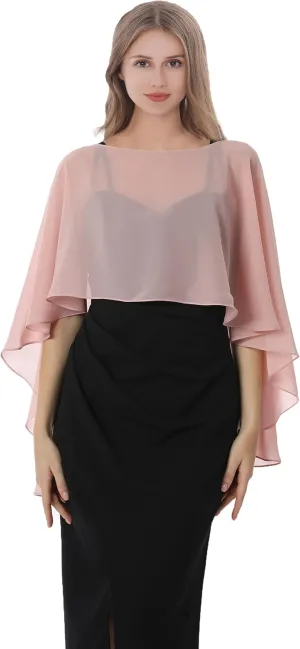 Baoqiya Women's Capelet Shawls and Wraps for Evening Dresses Soft Bridesmaid Shawl Chiffon Cape Wedding Cover Up