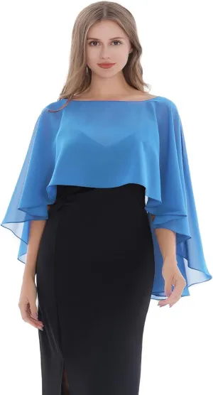 Baoqiya Women's Capelet Shawls and Wraps for Evening Dresses Soft Bridesmaid Shawl Chiffon Cape Wedding Cover Up