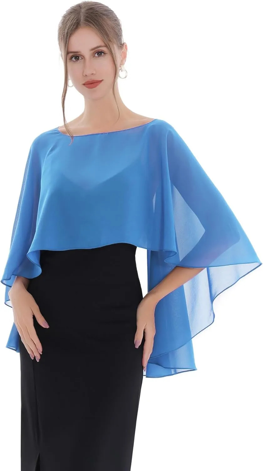 Baoqiya Women's Capelet Shawls and Wraps for Evening Dresses Soft Bridesmaid Shawl Chiffon Cape Wedding Cover Up