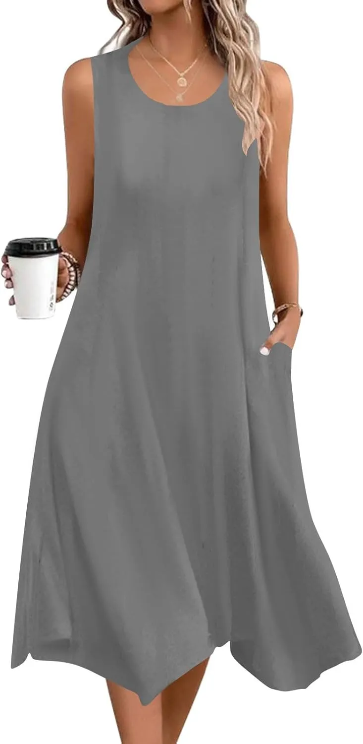 Beach Dresses for Women 2025 Vacation Plus Size Hankerchief Hem Maxi Tank Dresses Fashion Floral Sundress