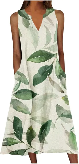 Beach Sundresses for Women 2025 Vacation Loose Flowy Midi Sun Dress Casual Plus Size Summer Boho Long Dresses Trendy