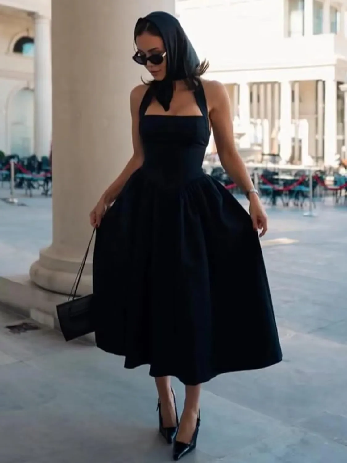 Bow Tea Length Prom Dresses for Women 2025 Satin Pleated Halter Cocktail Dress A Line Corset Formal Evening Party Gown