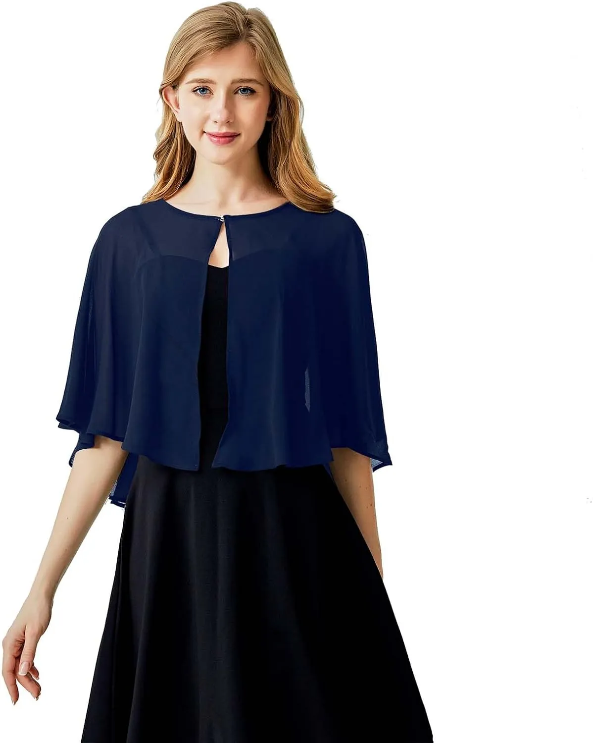 Ciormis Chiffon Capelet Women's Soft Shawls and Wraps for Evening Dresses, Wedding Formal Dress Shawl Cape Cover up