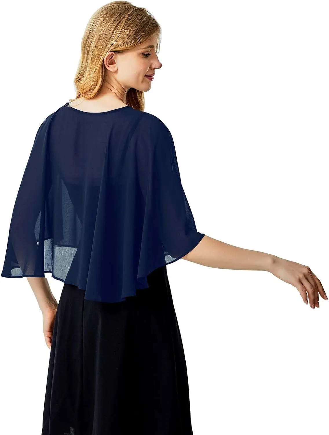 Ciormis Chiffon Capelet Women's Soft Shawls and Wraps for Evening Dresses, Wedding Formal Dress Shawl Cape Cover up