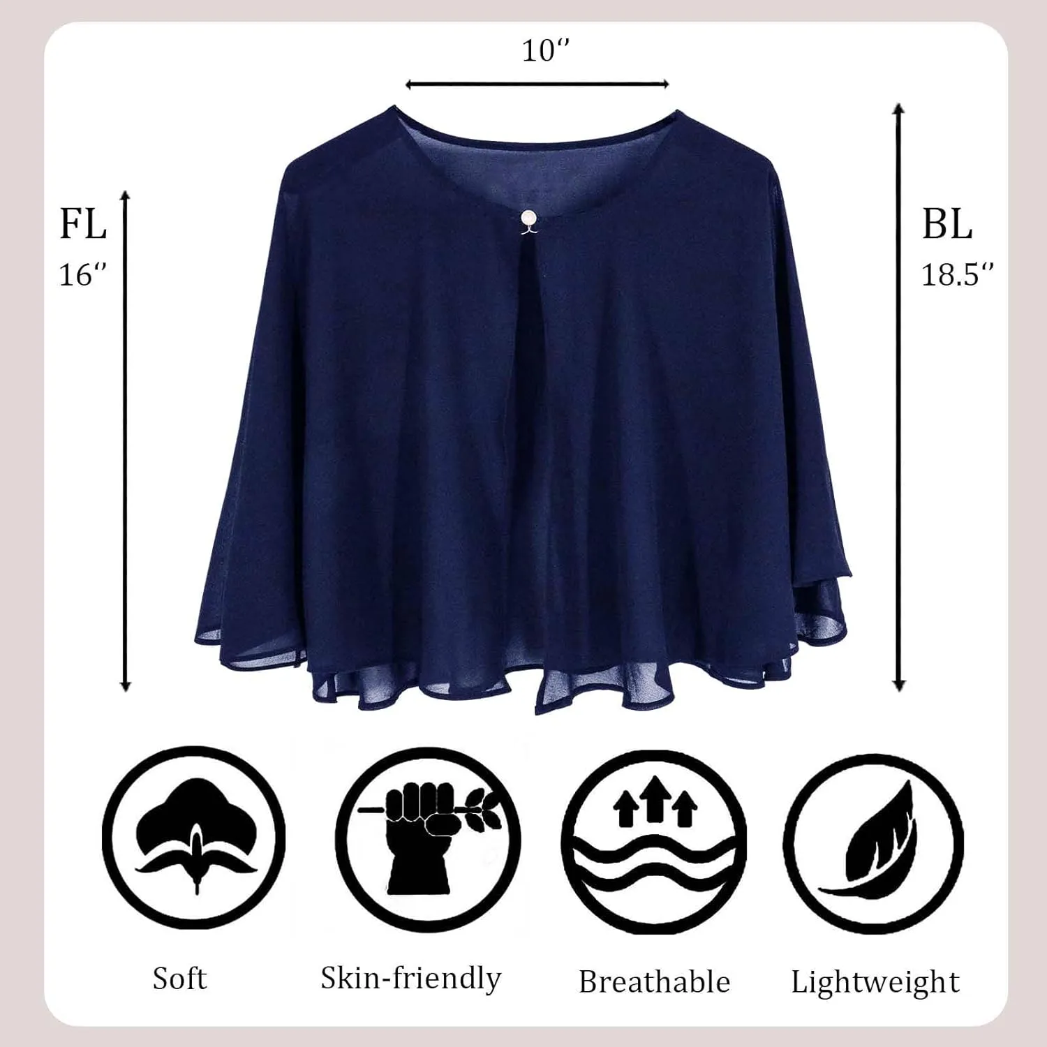 Ciormis Chiffon Capelet Women's Soft Shawls and Wraps for Evening Dresses, Wedding Formal Dress Shawl Cape Cover up