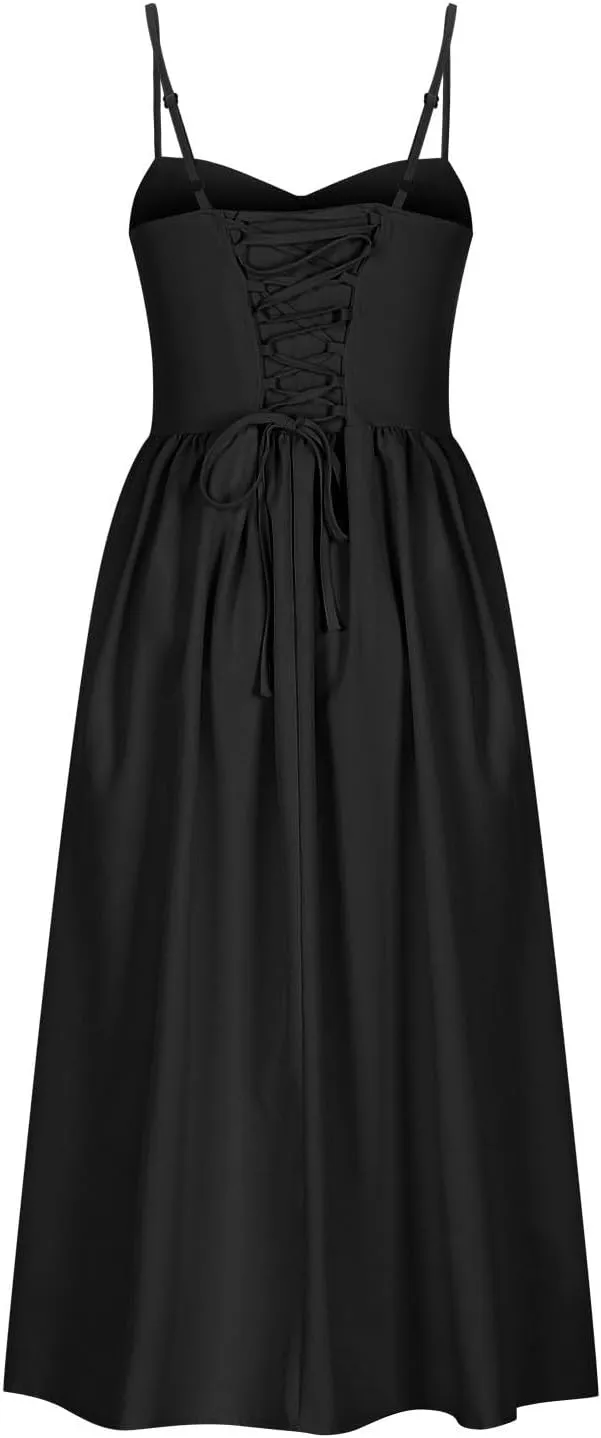 Corset Dress for Women Formal Midi Cocktail Sexy Club Spaghetti Strap Dress Slim Fit Ladies Tea Party Dresses