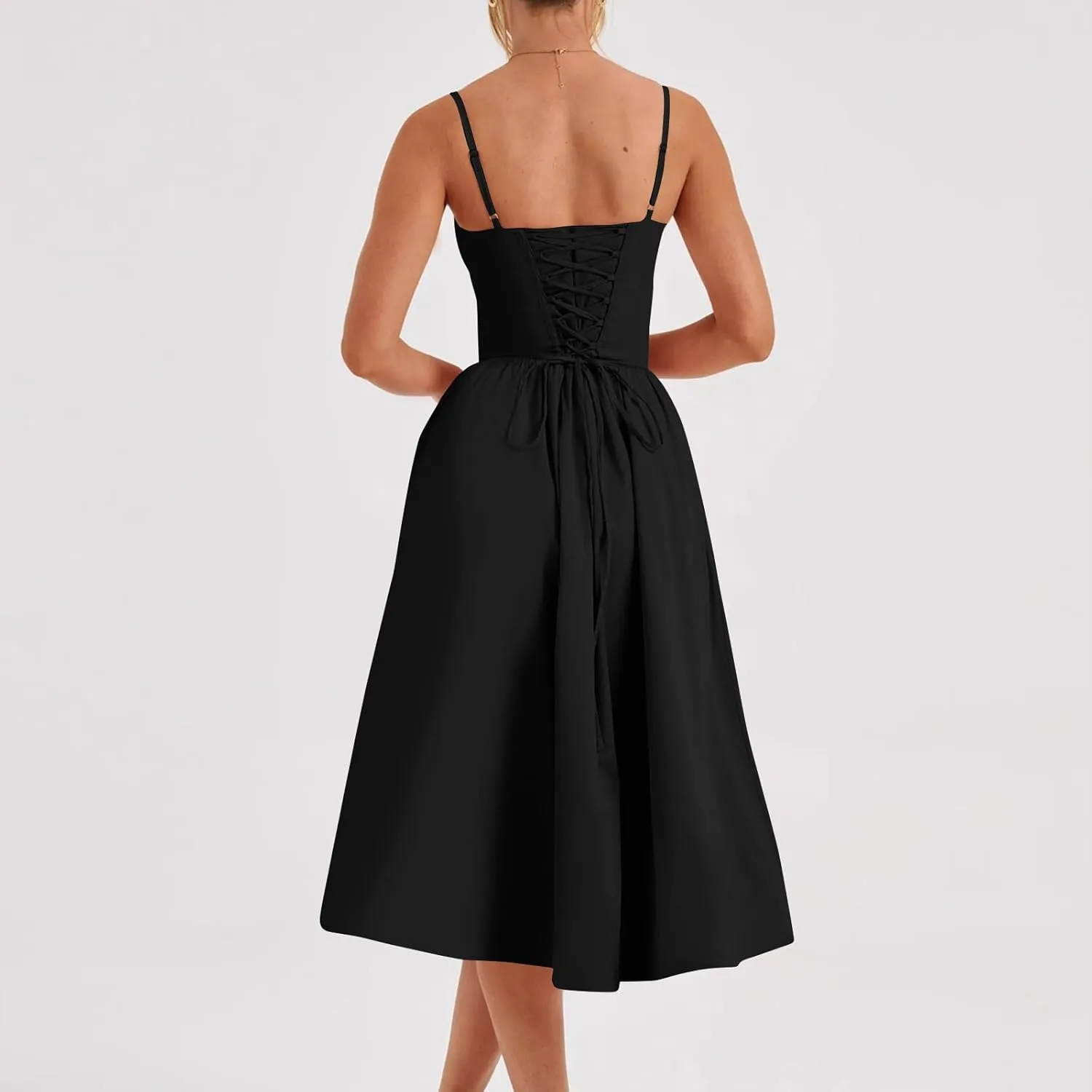 Corset Dress for Women Formal Midi Cocktail Sexy Club Spaghetti Strap Dress Slim Fit Ladies Tea Party Dresses