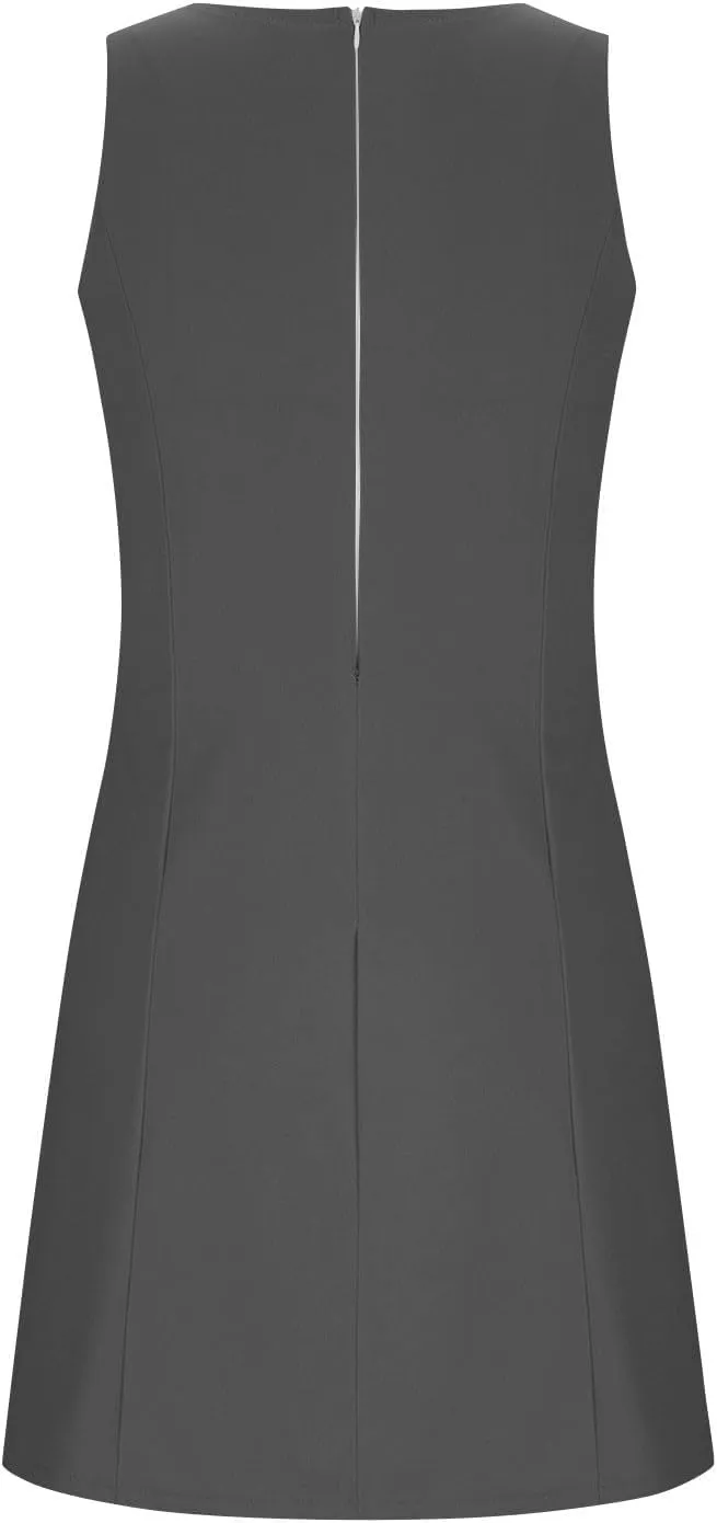 Crew Neck Dresses for Women's Summer Casual Solid Color Sleeveless - Flowy Loose Fit Mini Dress for Lounge