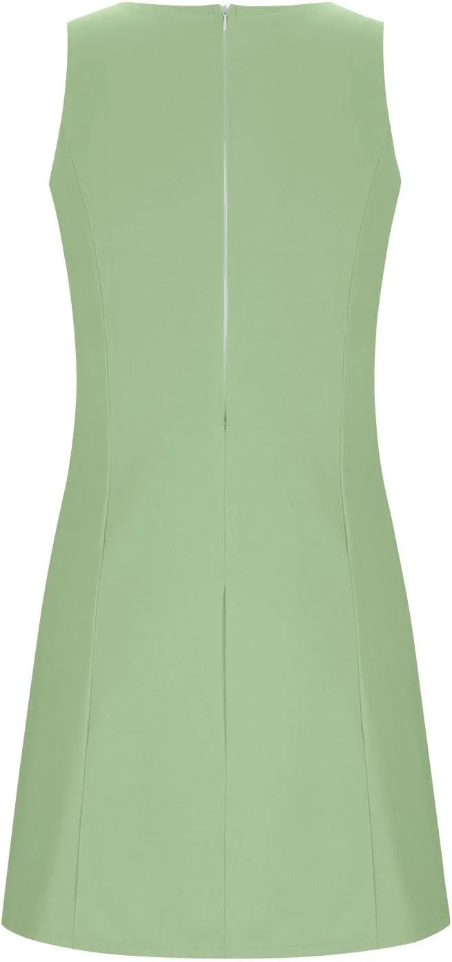Crew Neck Dresses for Women's Summer Casual Solid Color Sleeveless - Flowy Loose Fit Mini Dress for Lounge