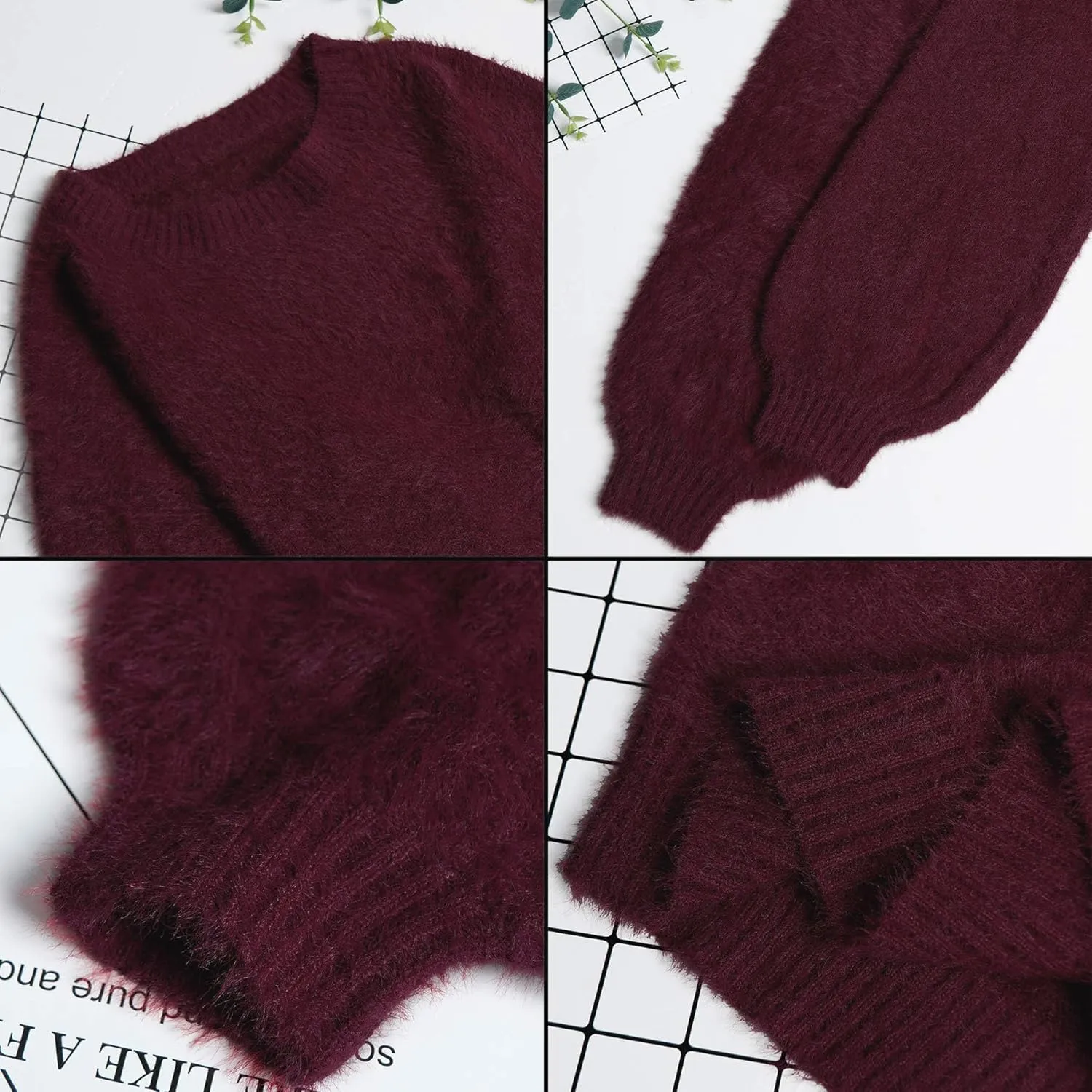 Cutiefox Women's Furry Oversized Crew Neck Pullover Sweater Mini Dress