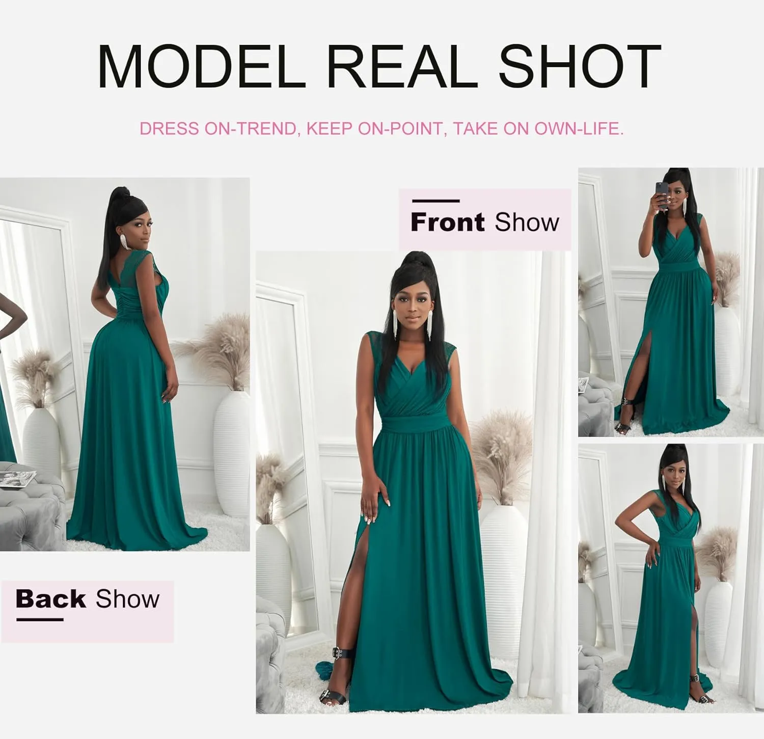 Dokotoo Womens 2025 Formal Dresses Wrap V-Neck Ruched Sexy Bridesmaid Wedding Guest Maxi Dresses