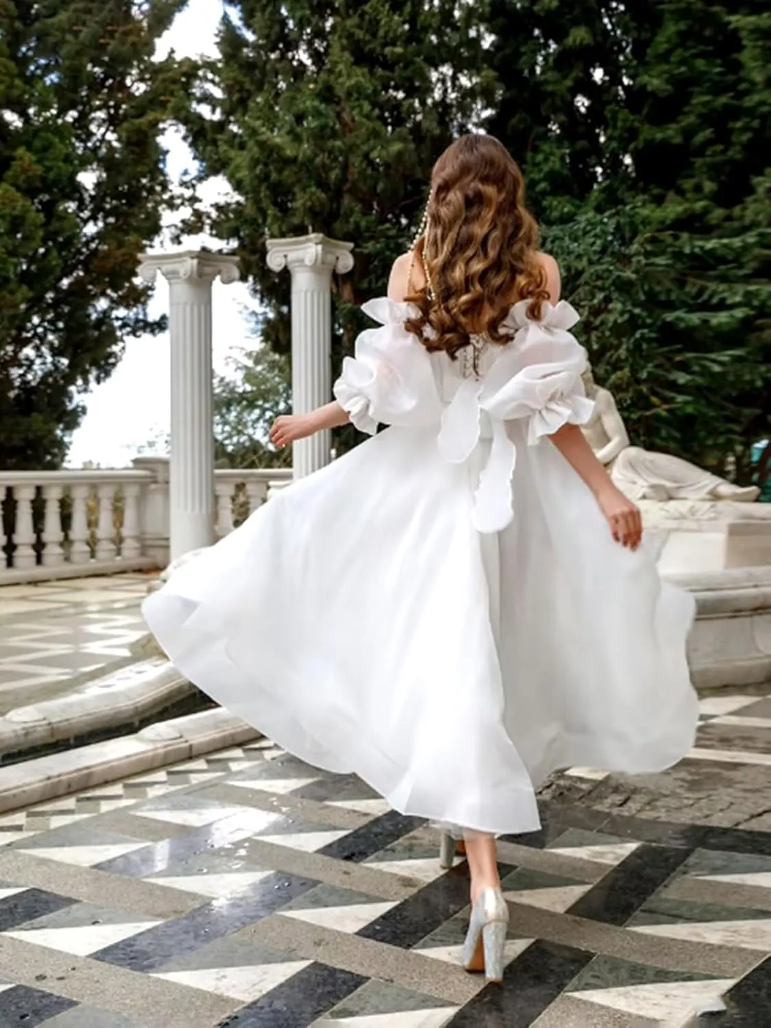 Elegant Short Wedding Dresses for Bride 2025 Engagement Ruffle Bridal Shower Dress for Wedding