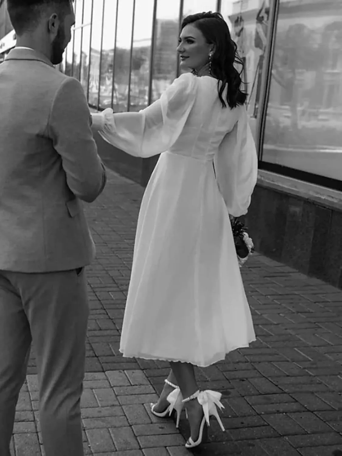Elegant Short Wedding Dresses for Bride 2025 Engagement Ruffle Bridal Shower Dress for Wedding
