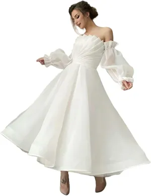 Elegant Short Wedding Dresses for Bride 2025 Engagement Ruffle Bridal Shower Dress for Wedding