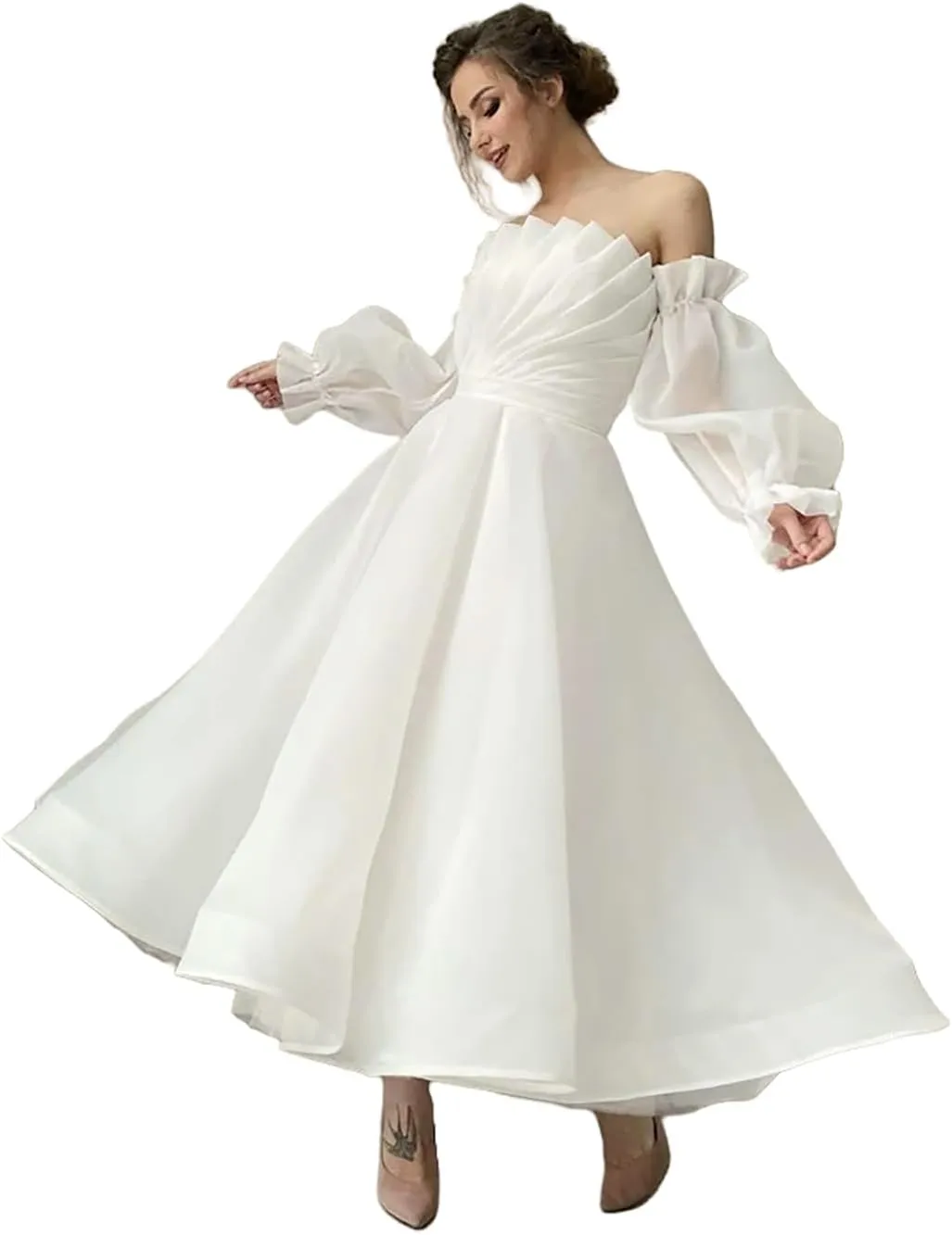 Elegant Short Wedding Dresses for Bride 2025 Engagement Ruffle Bridal Shower Dress for Wedding