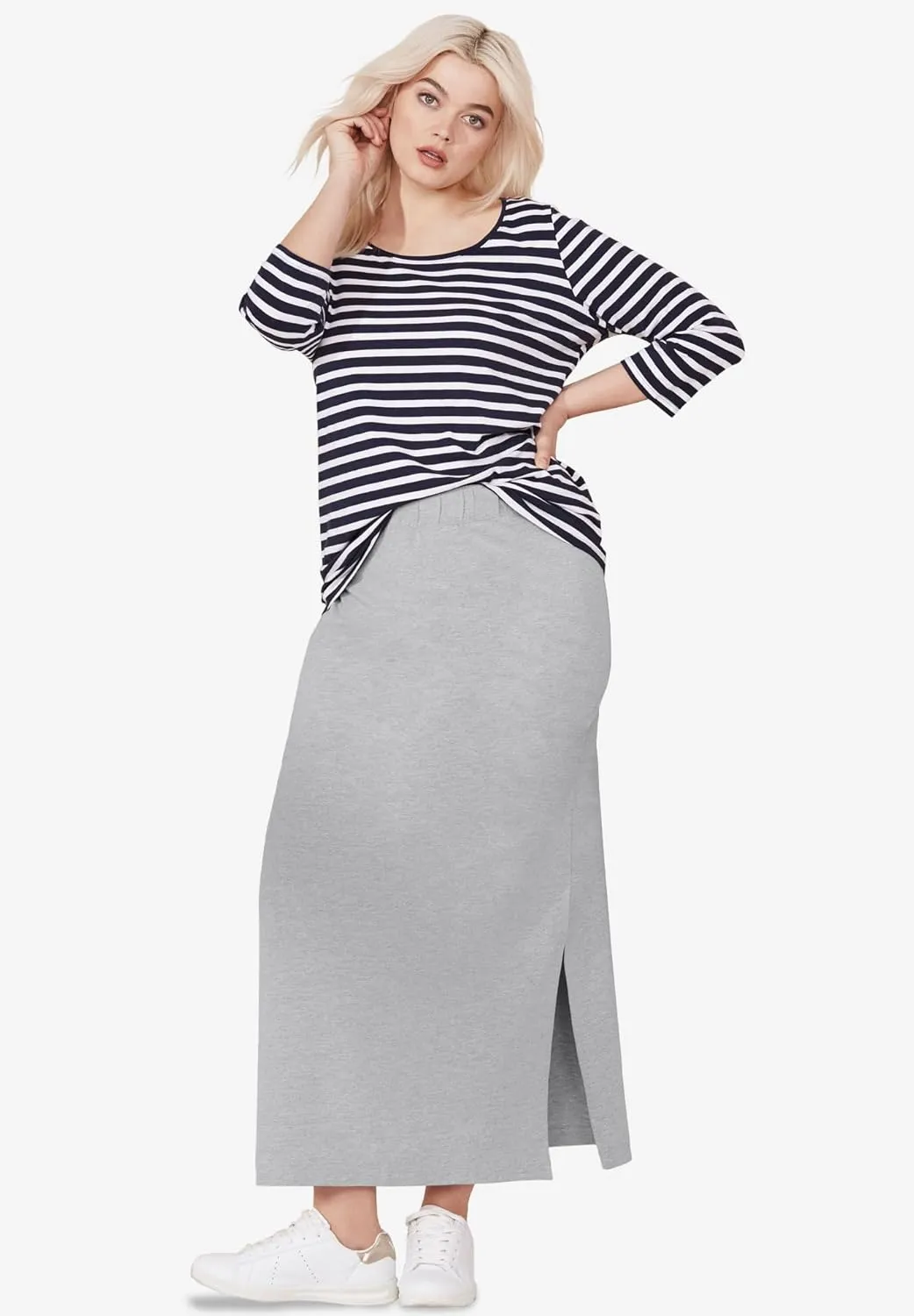 ellos Women's Plus Size Knit Maxi Skirt