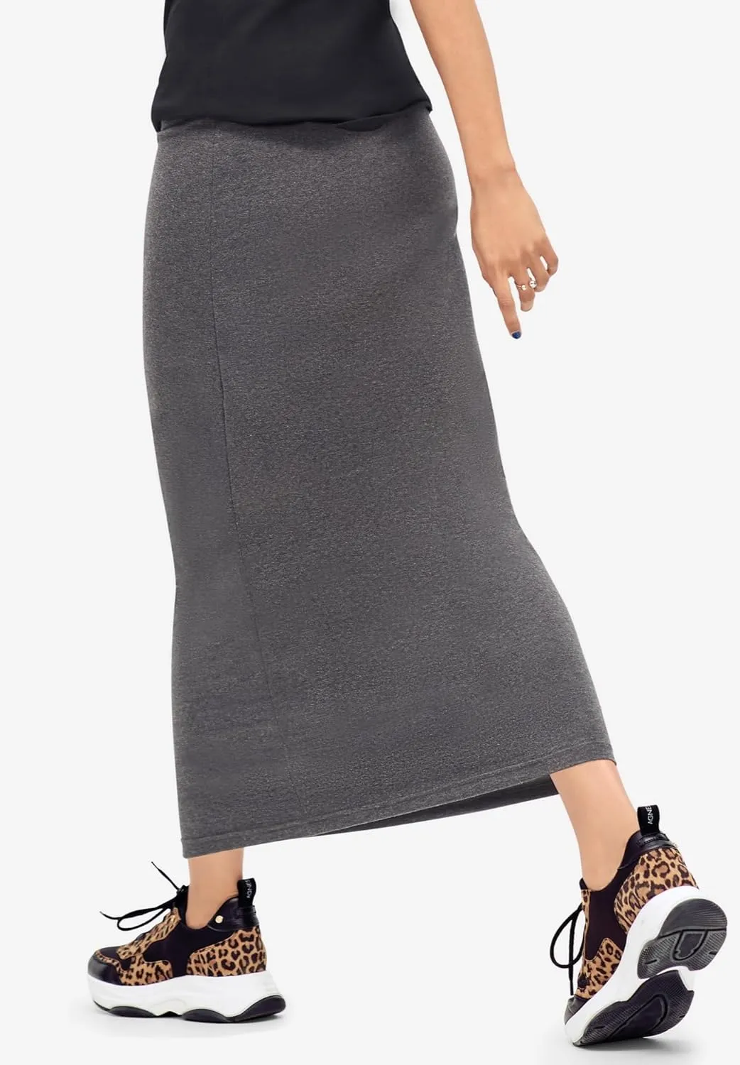 ellos Women's Plus Size Knit Maxi Skirt