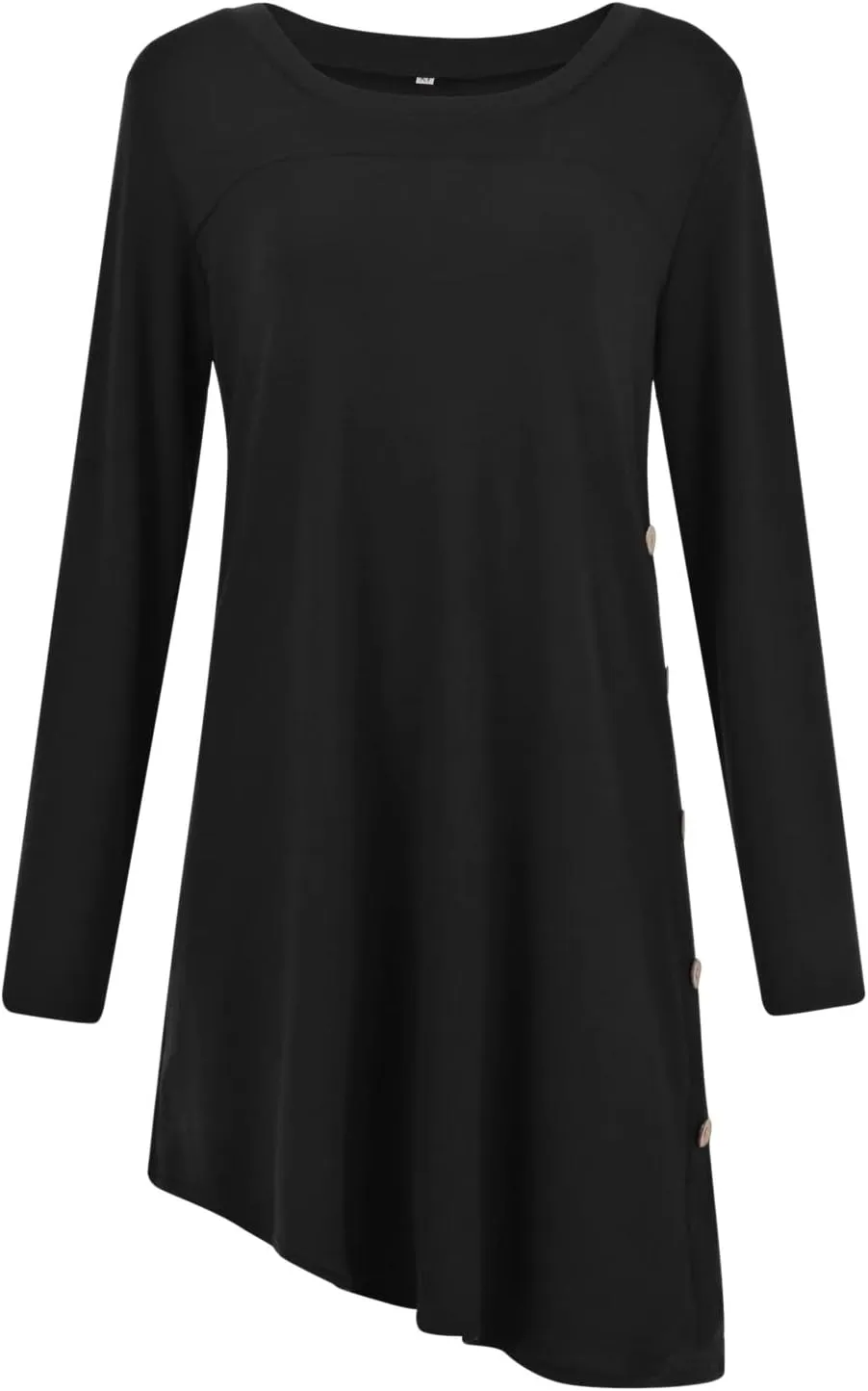 Fall Dresses for Women 2022, Women's Long Sleeve Scoop Neck Button Side t Shirt Casual Swing Loose Fit Tunic Dress