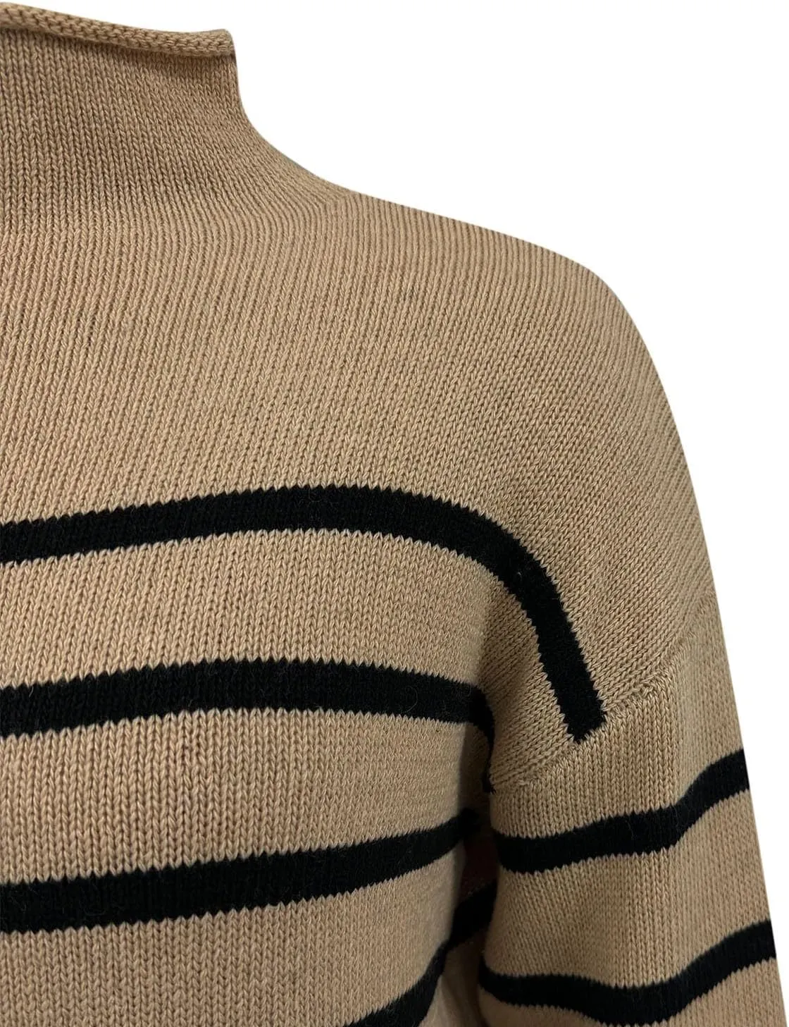 Fall Dresses for Women 2024 Fashion Long Sleeve Knitted Sweater Dress Causal Mock Neck Striped Fall Pullover Outfits