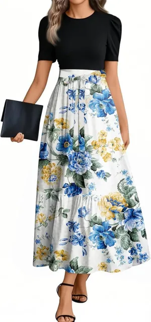 Flower Print Dresses for Women 2025, Trendy Beach High Waisted Vacation Casual Spring Womens Sundress