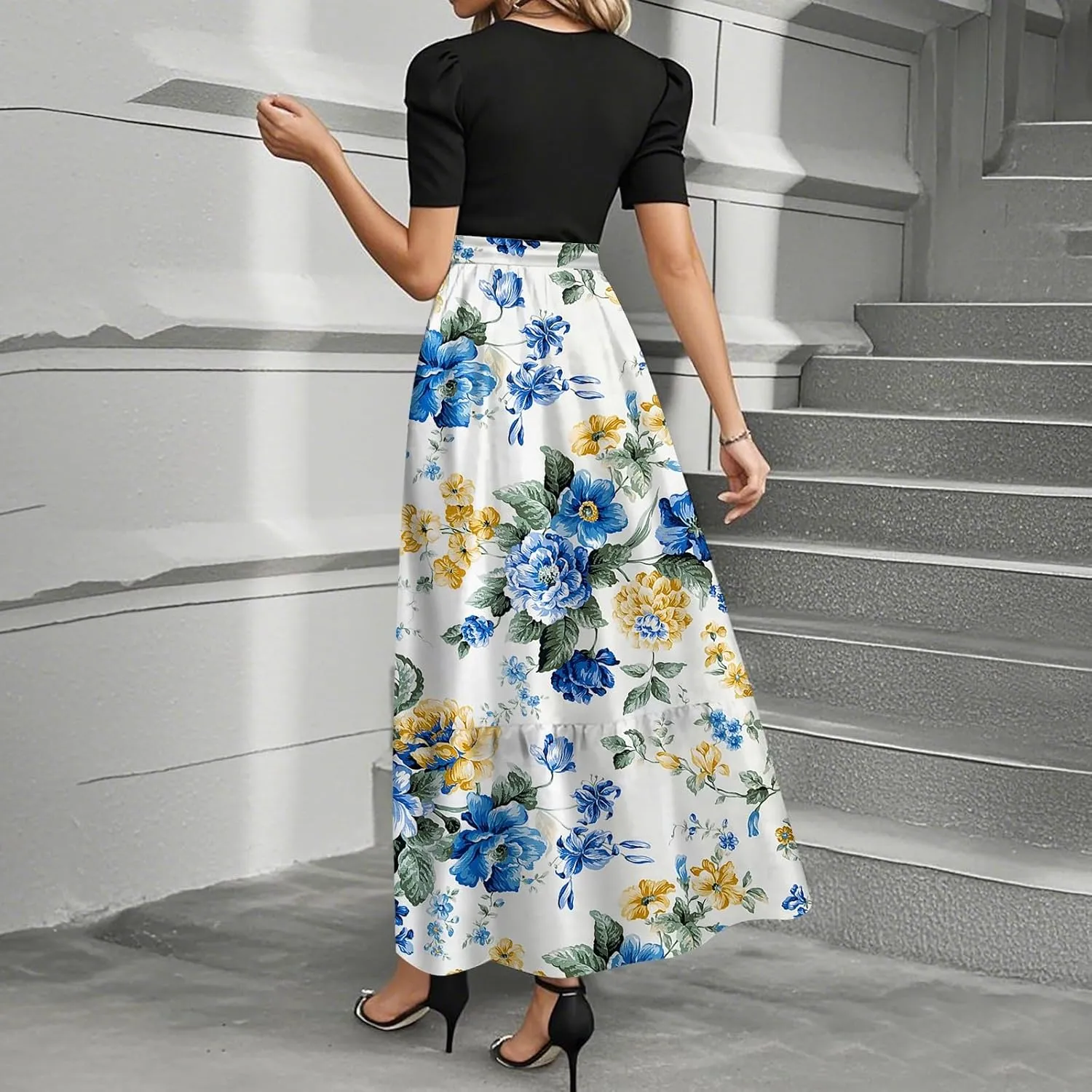 Flower Print Dresses for Women 2025, Trendy Beach High Waisted Vacation Casual Spring Womens Sundress