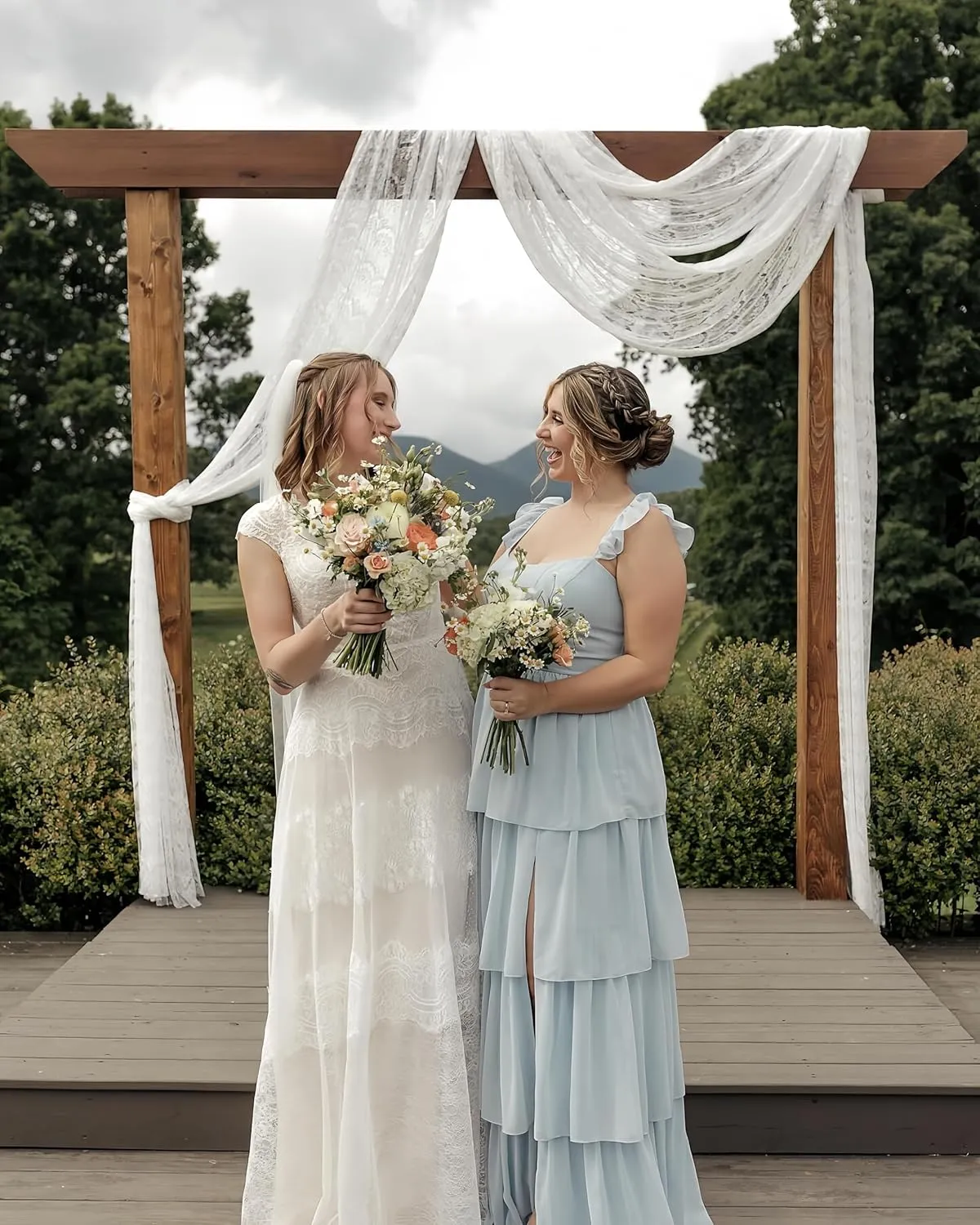 ForElise Tiered Ruffles Bridesmaid Dresses for Women 2025 Flutter Sleeve Chiffon Formal Evening Dresses with Slit
