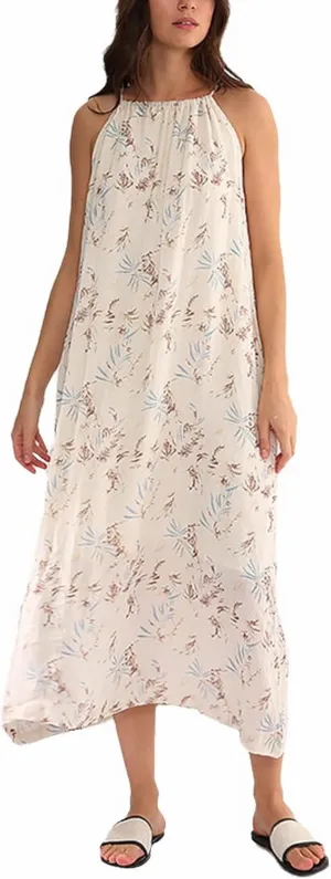 GIBZ Womens Summer Dresses Linen Halter Neck Boho Long Dress Casual Beach Sundress with Adjustable Strap
