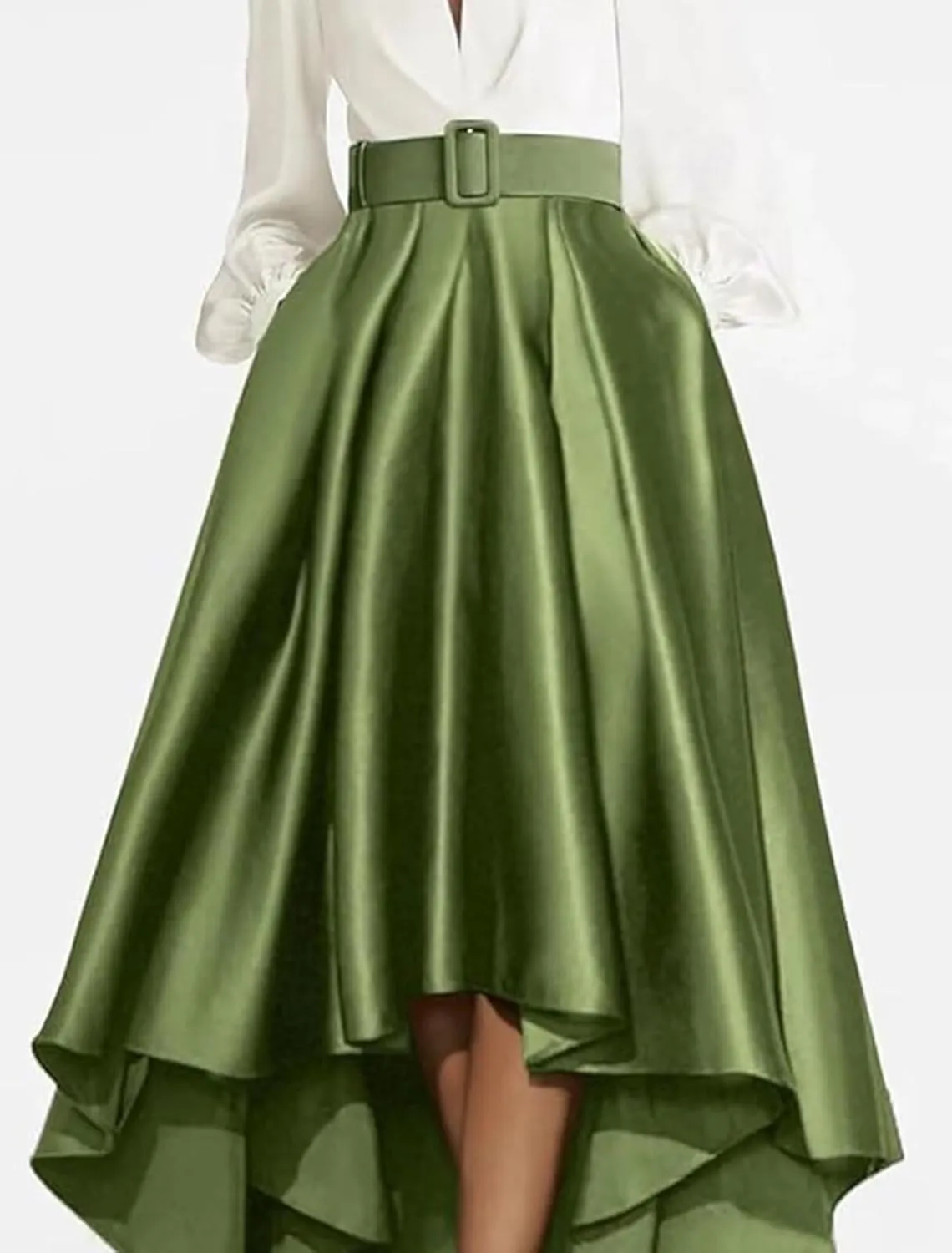 High Low Prom Dresses for Women Long Sleeve Elegant Evening Gown Satin A Line Wedding Guest Dress