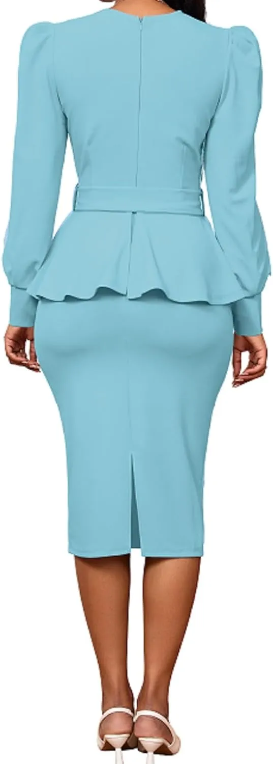 IbuduSexy Church Dresses for Women Elegant Sexy Business Outfits for Women Solid Color Pencil Dress for Women