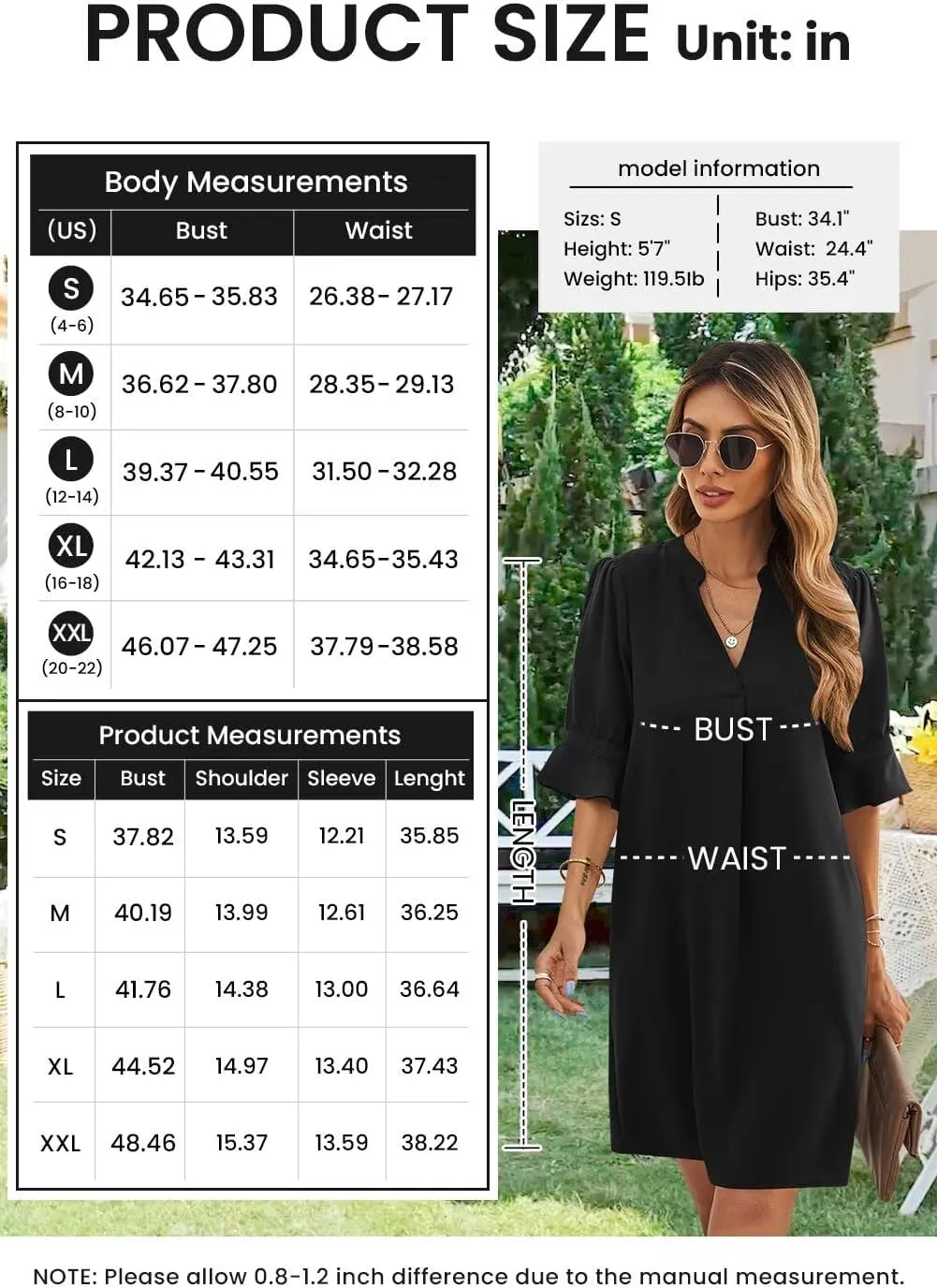 JOCAFIYE Womens Dresses Short Sleeve V-Neck Dress Shift Dress Summer Dresses for Women 2025