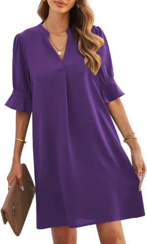 JOCAFIYE Womens Dresses Short Sleeve V-Neck Dress Shift Dress Summer Dresses for Women 2025