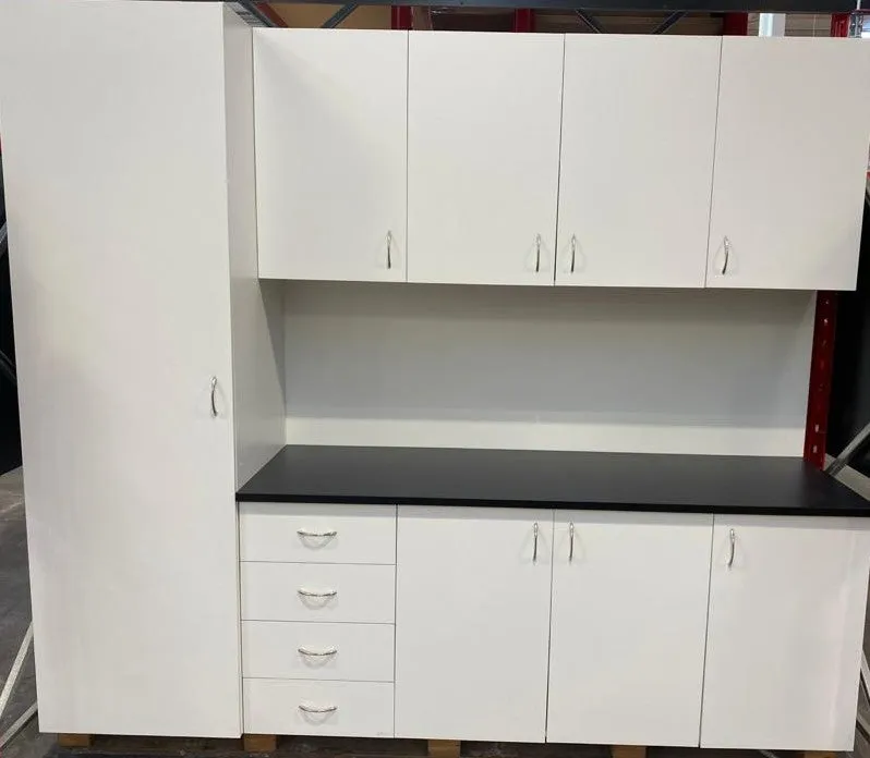 Kitchen Complete Modular Economy Kitchen White - Flat Pack - Includes 25mm Benchtop - (Appliance not incl)