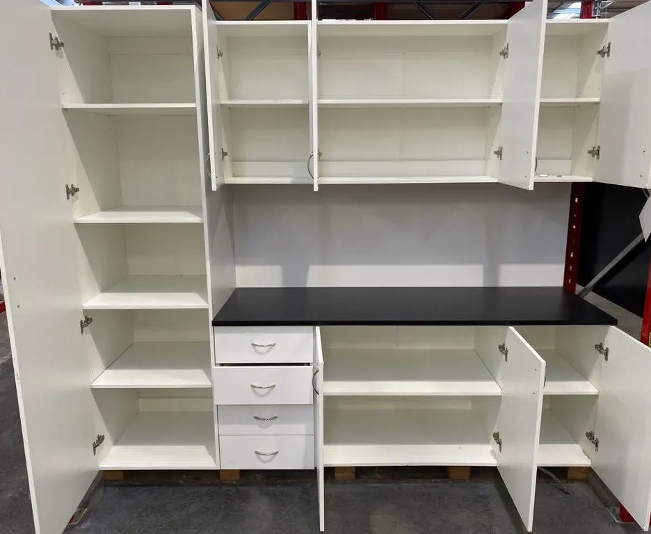 Kitchen Complete Modular Economy Kitchen White - Flat Pack - Includes 25mm Benchtop - (Appliance not incl)