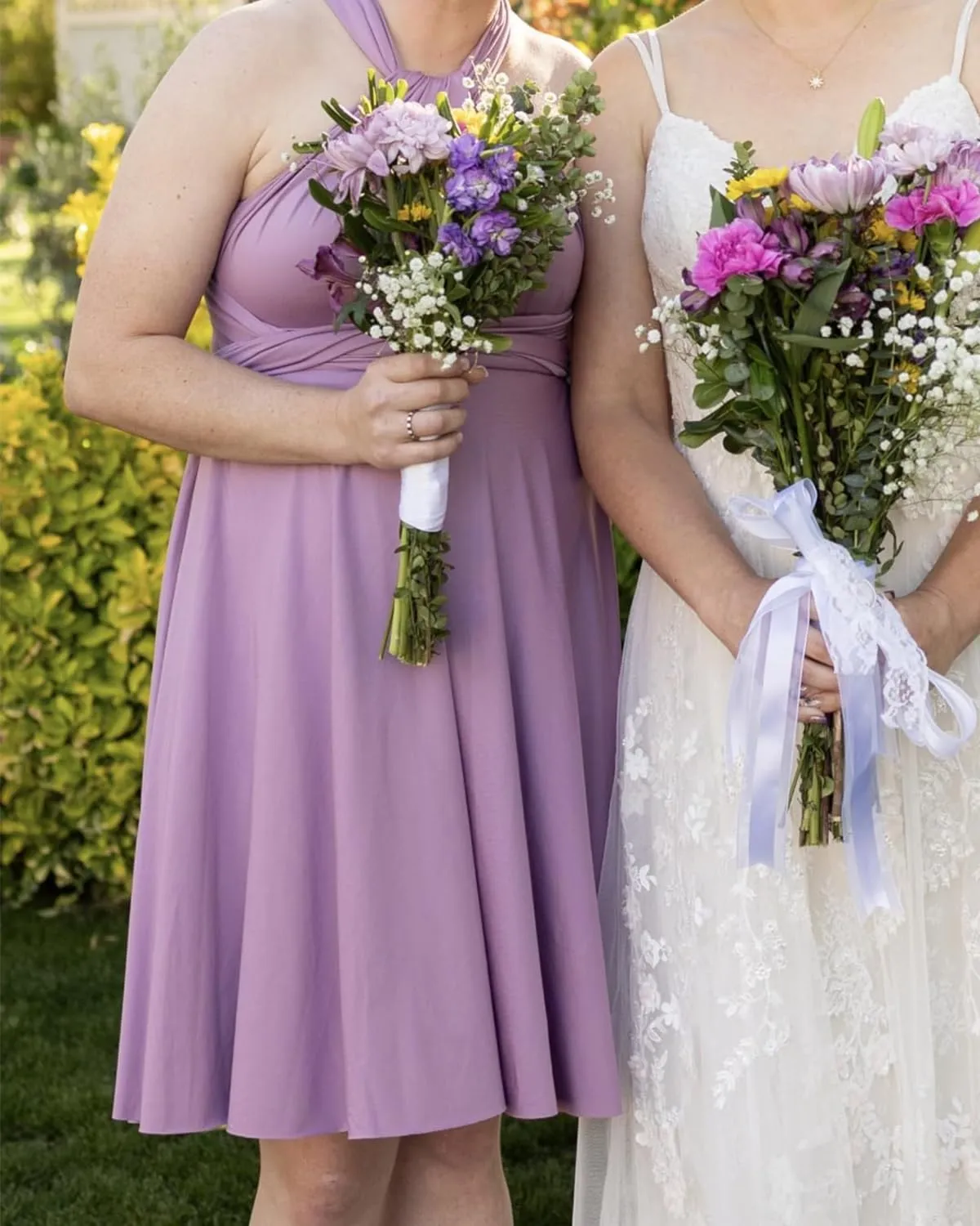 Knee Length Infinity Dress with Bandeau Short Convertible Bridesmaid Dresses Multi-Way Transformer Cocktail Gown