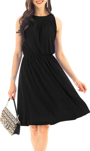 KOH KOH Womens Sleeveless Halter Neck Flowy Work Knee Length Day Sexy Mini Dress