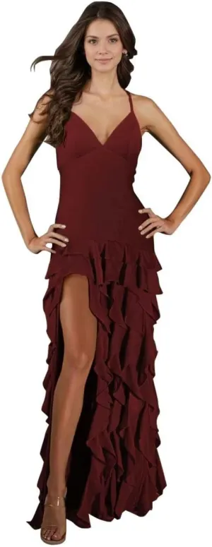 kosoze Tiered Chiffon Prom Dresses 2025 Ruffle Spaghetti Straps Evening Party Dress with Slit